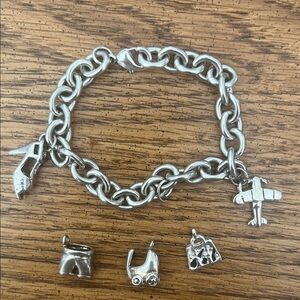 Silver Charm Bracelet with Travel Charms